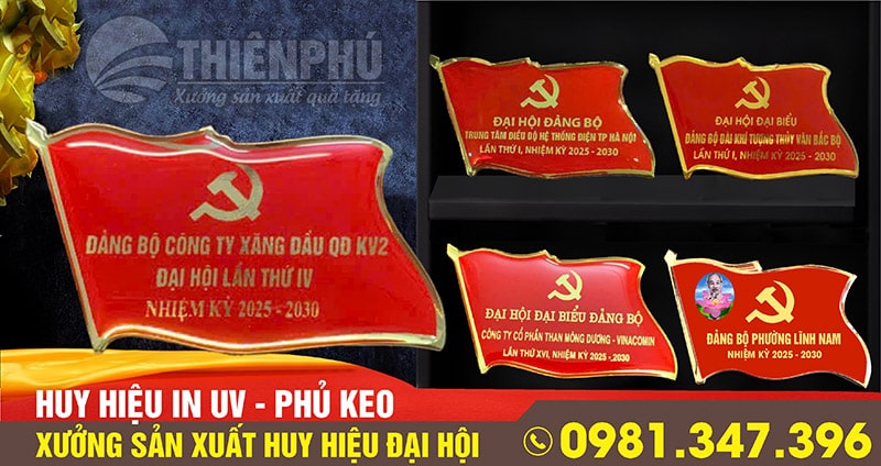 Huy hiệu đại hội đảng in UV