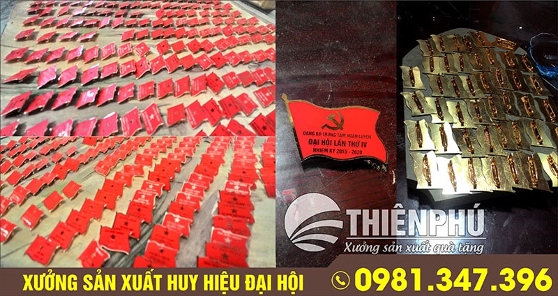 Sản xuât huy hiệu đại hội in decal phủ keo