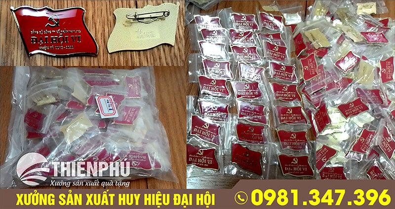 Sản xuât huy hiệu đại hội dập nổi 