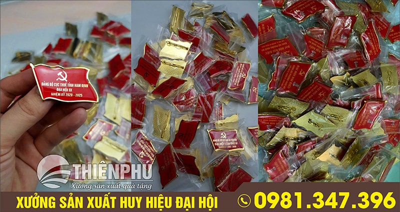 Sản xuât huy hiệu đại hội đảng dập nổi độ nét cao